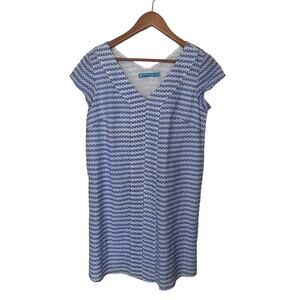 Tori Richard Honolulu Sz 4 Blue Print Short Sleeve Cotton Shift Dress